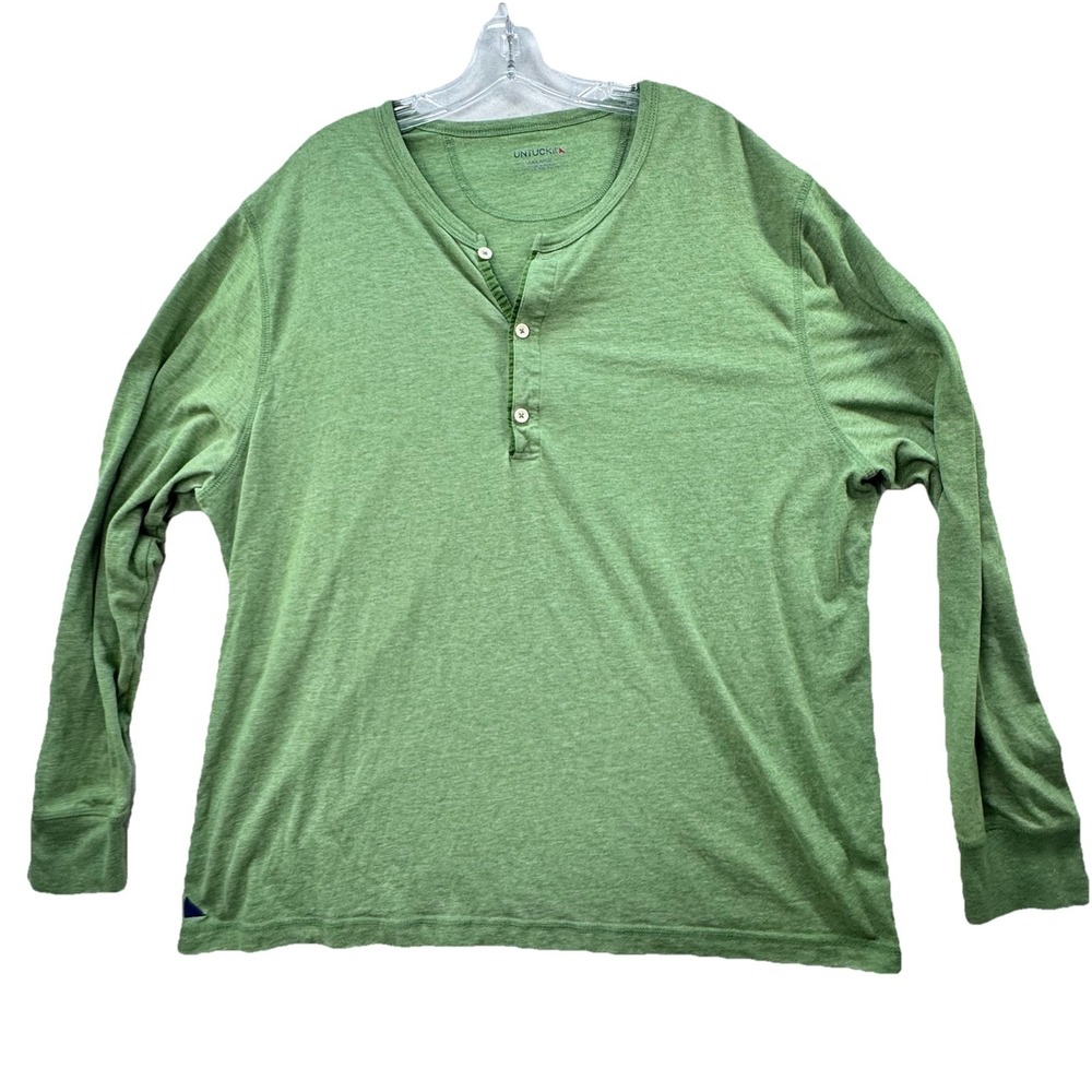 UNTUCKit Henley Shirt Mens Size XXL Long Sleeve Peru Green Soft Layering Basic